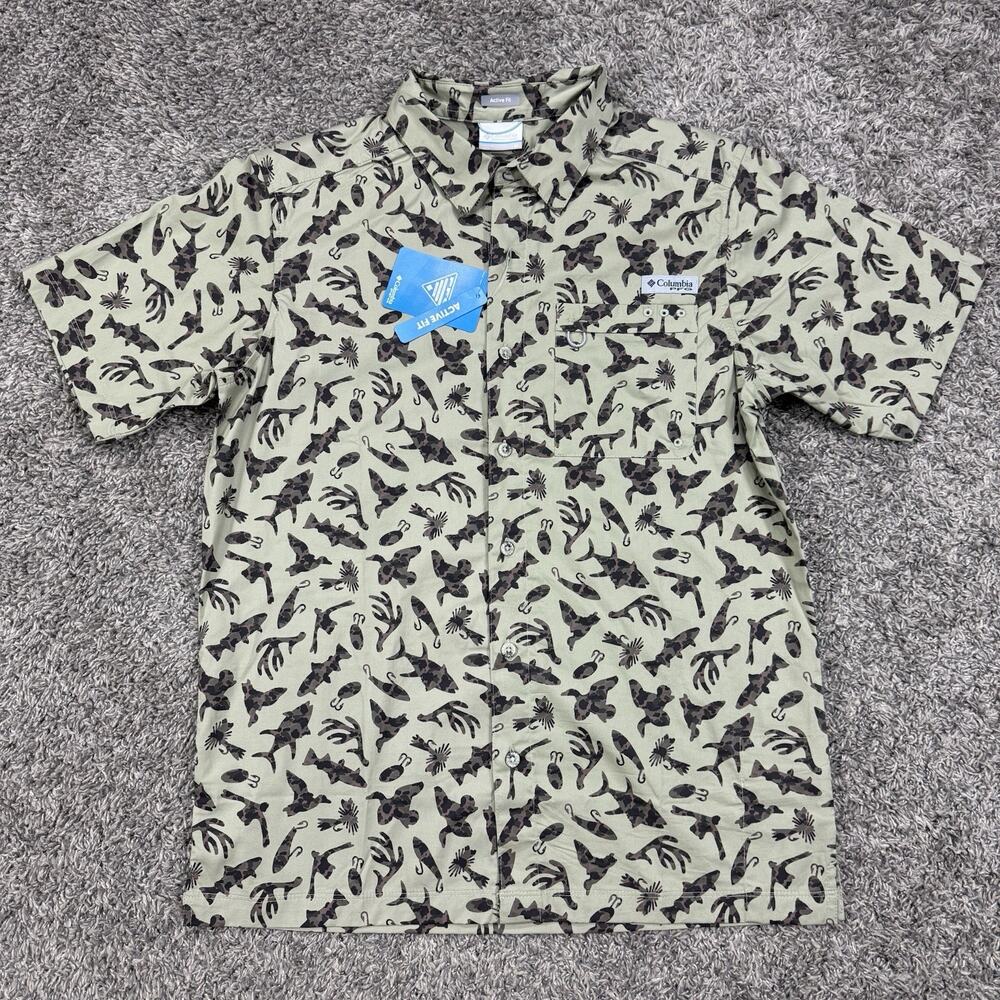 Columbia Mens WILD CAST Camp Fishing Active Fit Smokey Sage Size M NEW